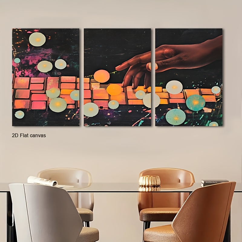 Canvas Wrap Ready - Frameless canvas 3pcs Glow-in-the- Abstract Wall